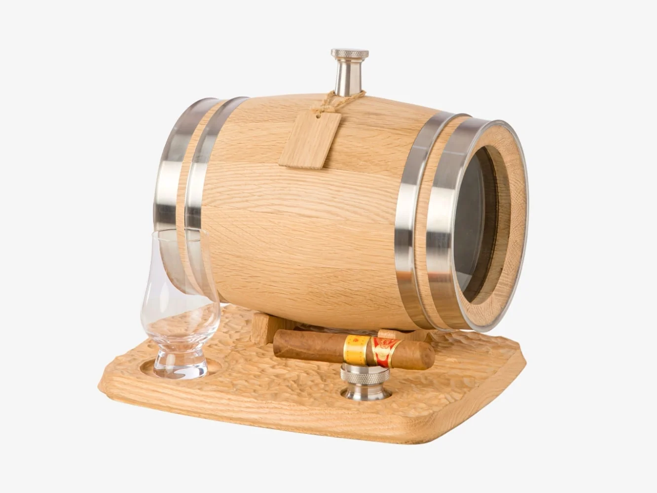 Mini oak whiskey barrel detail