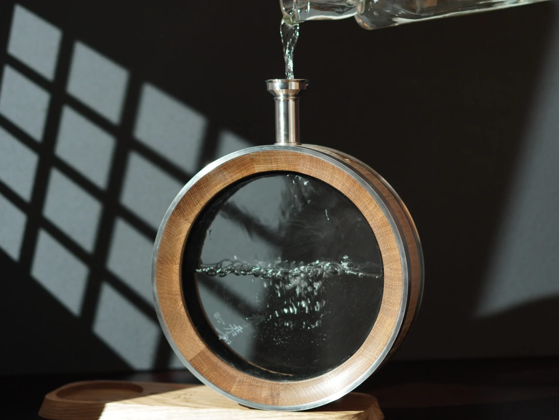 Oak barrel decanter lifestyle scene